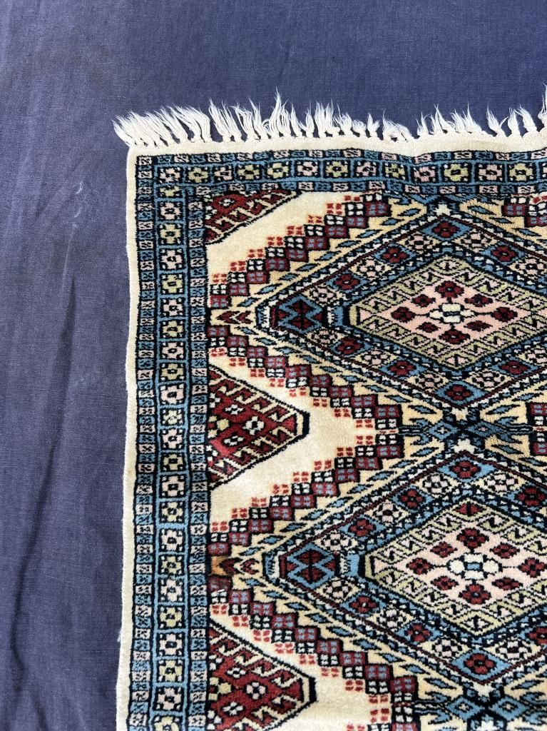 完璧 ヴィンテージ ラグ カーペット キリム ウールラグ 93x60cm 絨毯 緑系 暖色 ペルシャ絨毯 手織り 細長い 長方形 ウール 羊 ビンテージラグ 幾何学 ビンテージ ワンルーム バルーチ トルクメン トライバル ラグ