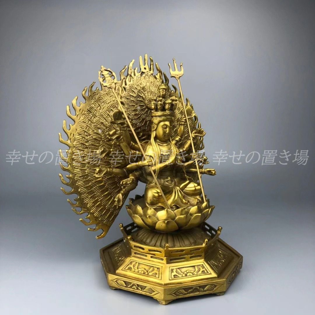 千手観音 観音菩薩 置物 オブジェ 神 仏 仏様 金 ゴールド 黄金