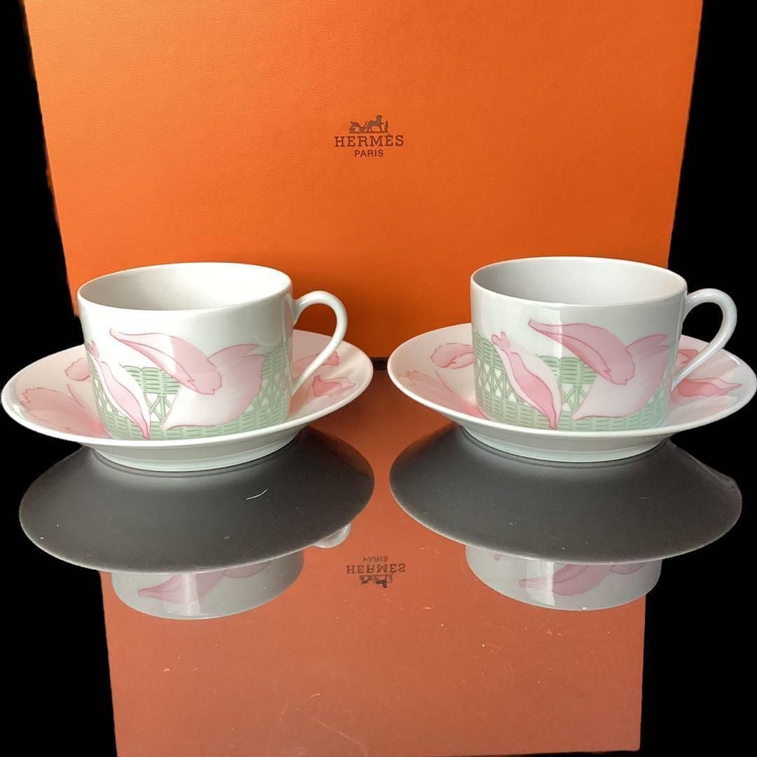 ペア 2客セット HERMES エルメス ピヴォワンヌ PIVOINES ROSES
