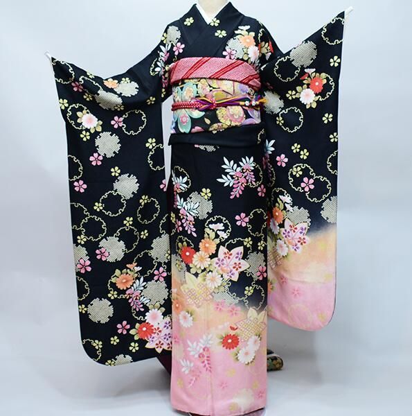 難あり❀*✿正絹 中振袖✿❀ 華やかな金銀刺繍 菊文様 ♡ 祝着リメイク材料