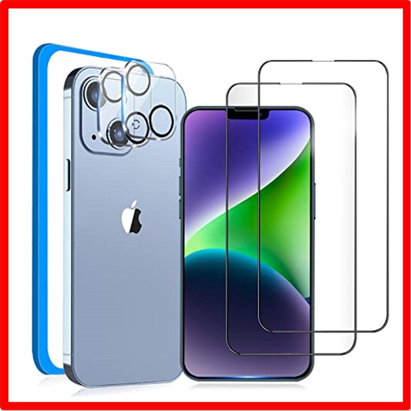 【匿名配送】 iPhone 14_クリア（全面保護） iPhone14 ガラスフィルム 全面保護［2枚］iPhone14 カメラフィルム［2枚］ アイフォン14