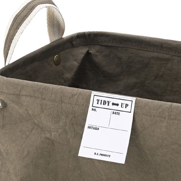 １０Ｐセット クラフト紙バスケット 角型 W38×D26×H23cm No.212 カーキ