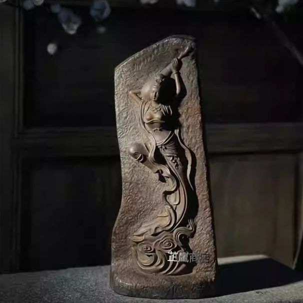 石 製 浮彫琵琶 装飾 装飾品 工芸品 美術品 置物