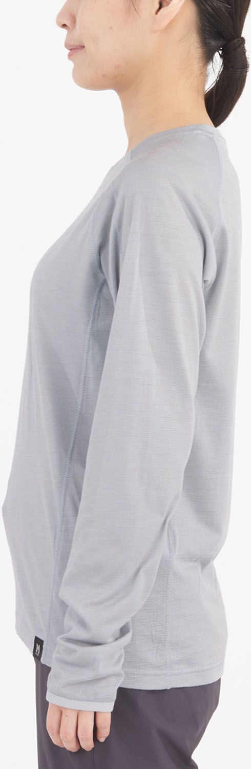 ミレー MILLET アウトドア UBIC WOOL CREW LS W ベースレイヤー ロングスリーブ 長袖 トレッキング 速乾 耐久性 保温 調湿 防臭性 ウール混紡素材 登山 ハイキング N 7372 SILVER Tシャツ アンダーシャツ トップス 登山ウェア アウトドアウェア