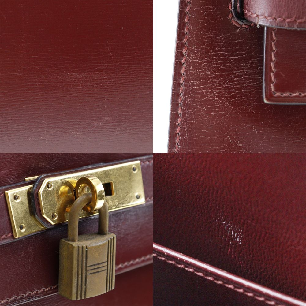 HERMES】エルメス ケリー32 外縫い ボックスカーフ ボルドー ゴールド