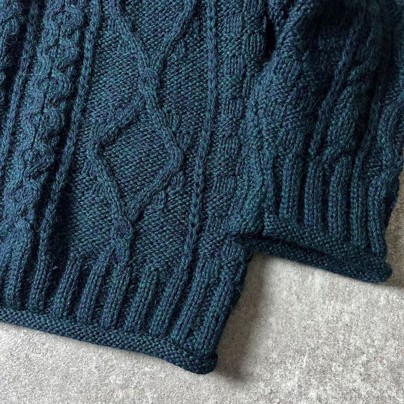 アイルランド製 aran crafts ロールネック ウール フィッシャーマン 