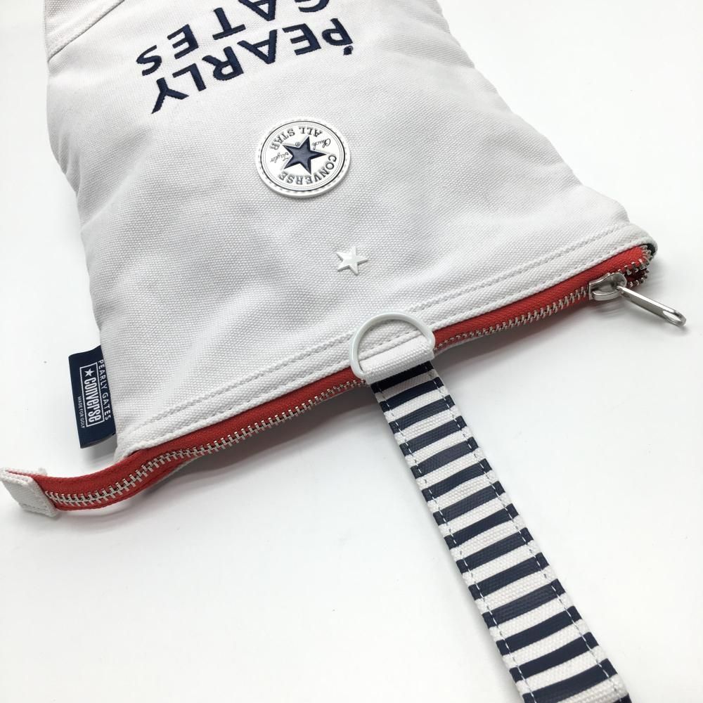 【超美品】パーリーゲイツ×コンバース シューズケース 白×ネイビー オールスター 持ち手ボーダー 星ゴルフ PEARLY GATES ☆特価☆【超美品】パーリーゲイツ×コンバース シューズケース