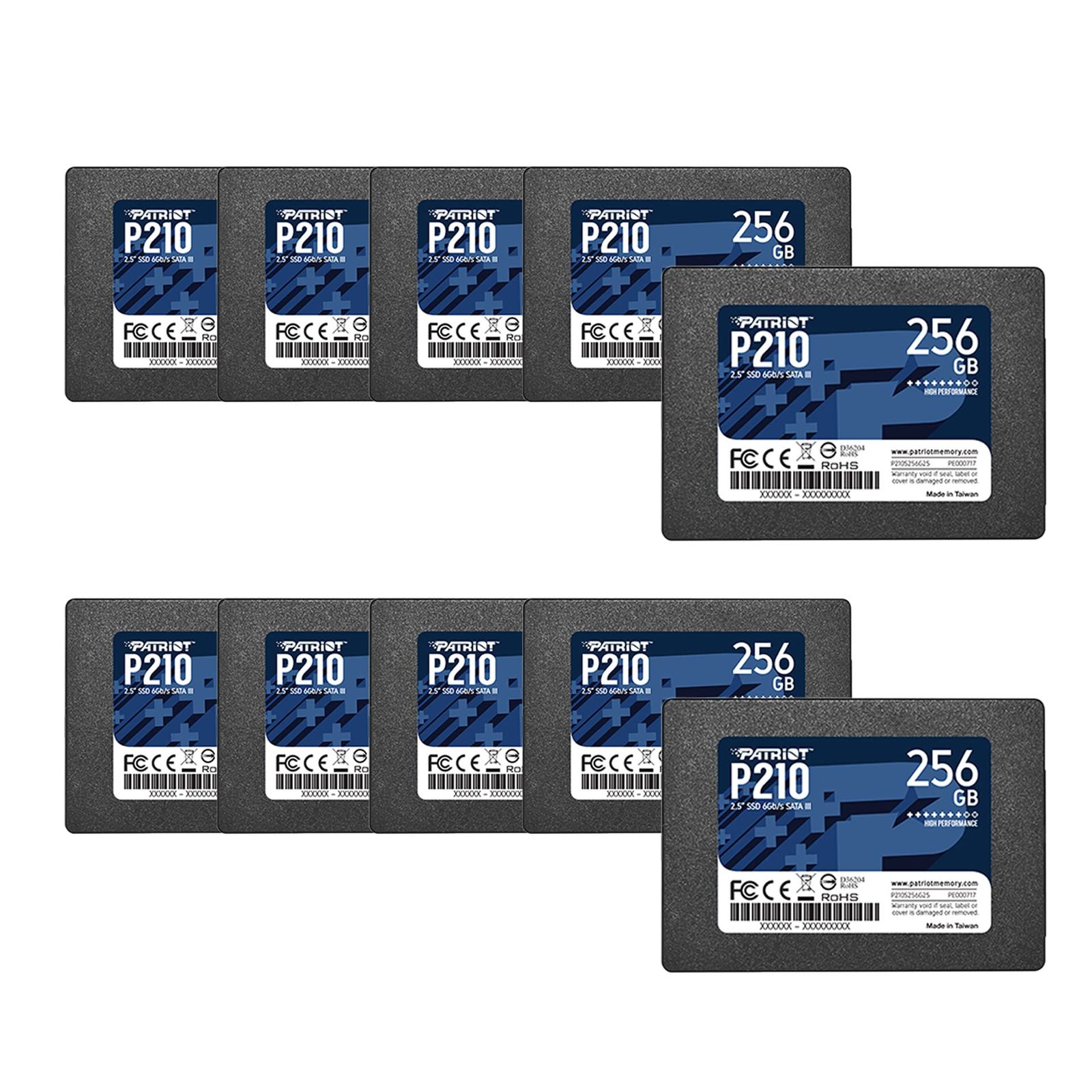 Patriot P210 SATA 3 256GB SSD 2.5 Inch Internal Solid State Drive 10 Pack Lot of 10 - P210S256G2510