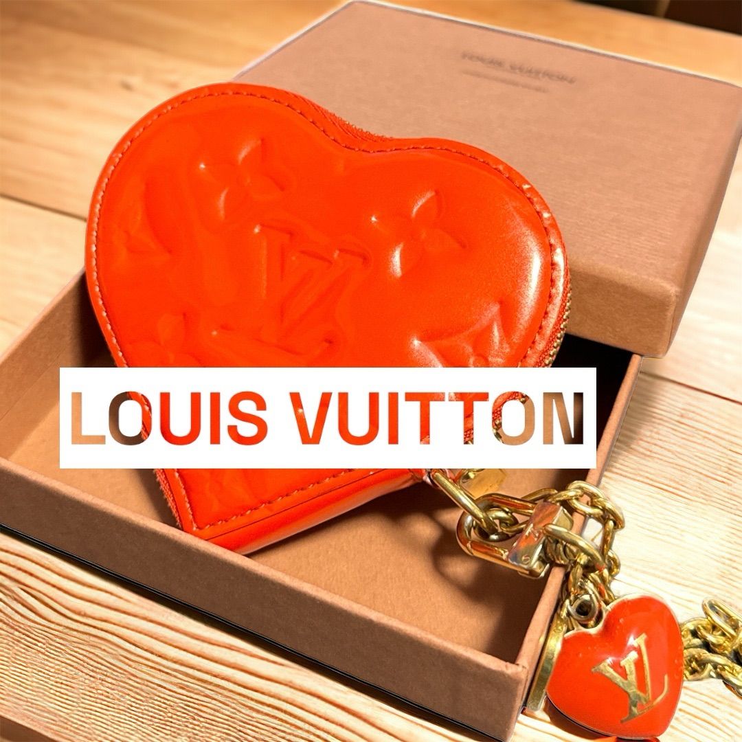 【良品】ルイ･ヴィトン ヴェルニ コインケース ポルトモネ クール ハート チャーム ポムダムール M93562 LOUIS VUITTON