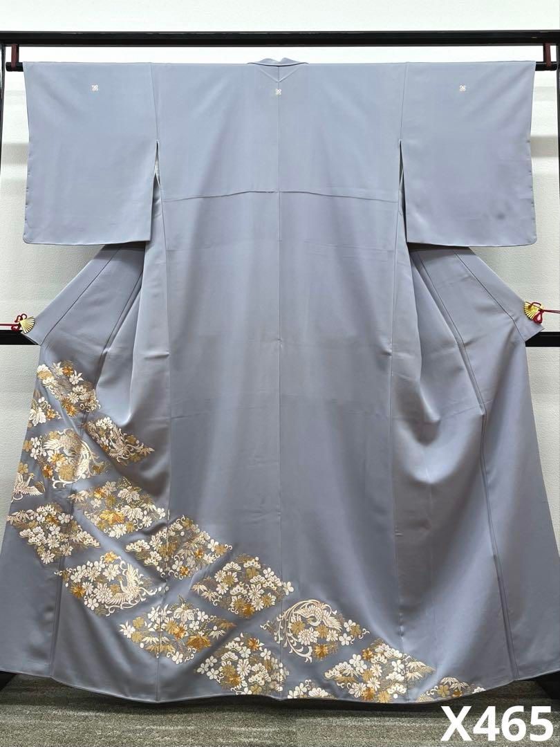 蘇州刺繍 総刺繍 鳳凰 色留袖 三つ紋 鳥 笹 金糸 正絹 躾糸付き