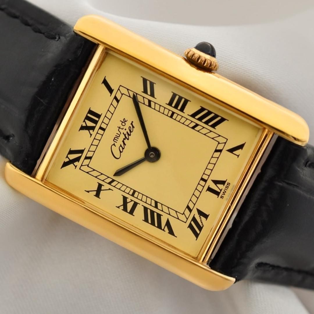 Cartier ヴェルメイユ マストタンク LM 手巻き アイボリー文字盤 W00032