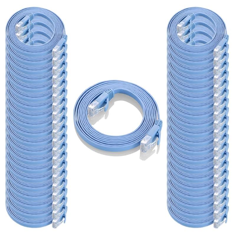フラットケーブル LANケーブル 3m UTP Cat6 ストレート 3m 50本 ブルー １つパッケージ50本が含まれています 0