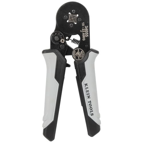 Klein Tools 34055 フェルール圧着工具 角型クリンパープライヤー 10~22AWGワイヤー端子用 調節 なラチェット内蔵 電気工事用