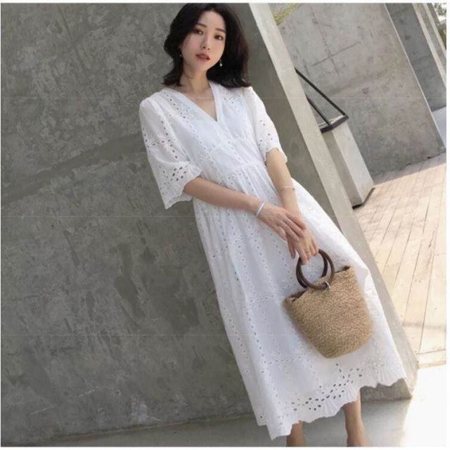 ワンピース サマードレス パンチング マタニティワンピース Vネック