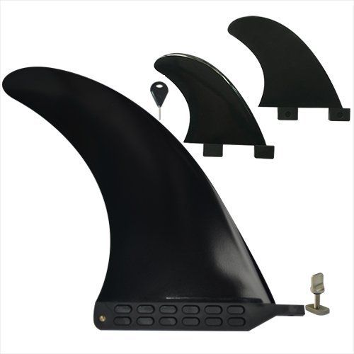 Funktion ロングボード用 9インチフィン + FCS対応 サイドフィン 3枚セット 黒 FKGFCC-L9-SET-BLK-LT