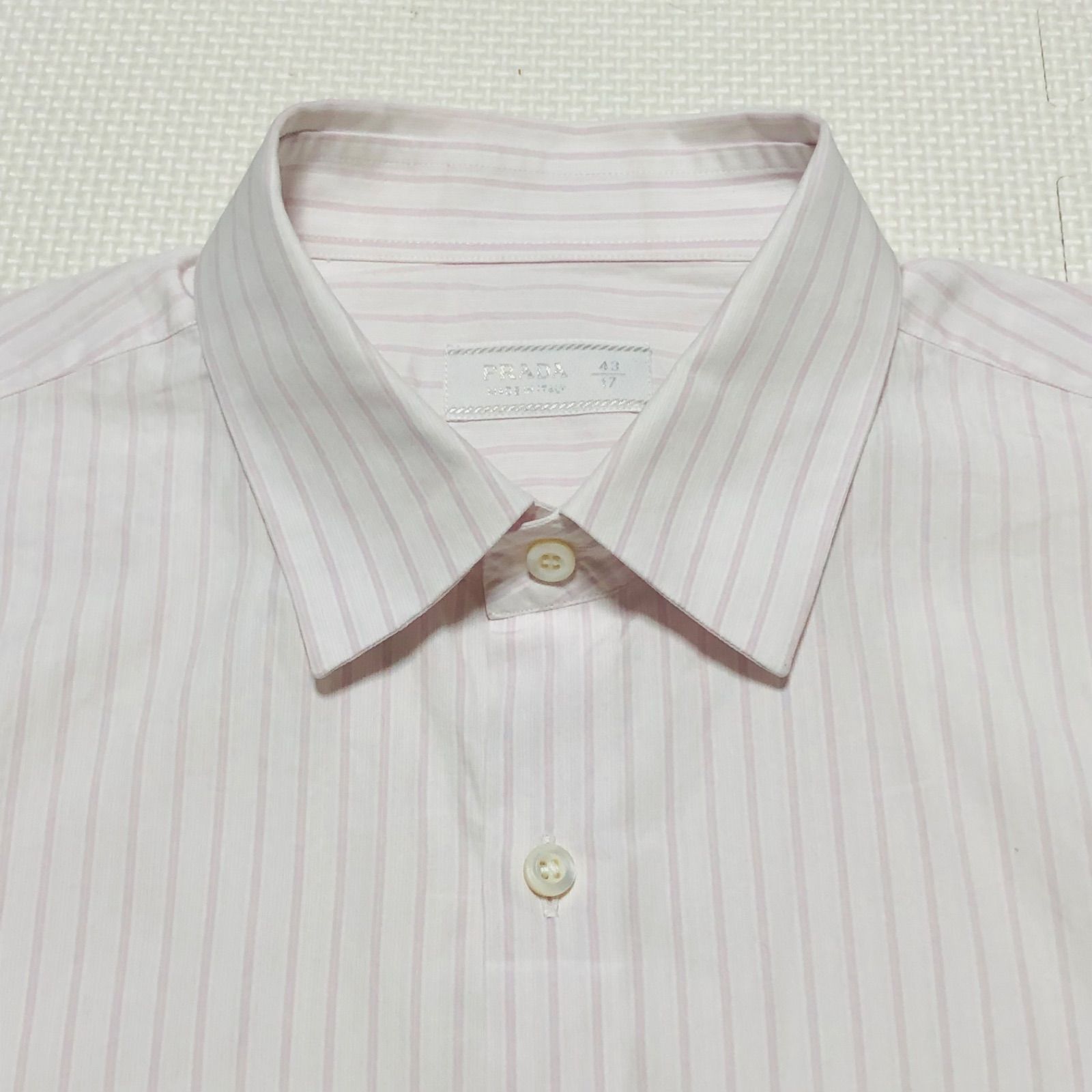 □美品□希少□PRADA プラダ ワイシャツ ドレスシャツ 長袖 ストライプ 