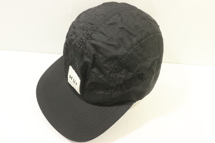 【中古】 HUF メンズキャップ -- ジェットキャップ HUF -- 黒 ブラック ワッペン ロゴ