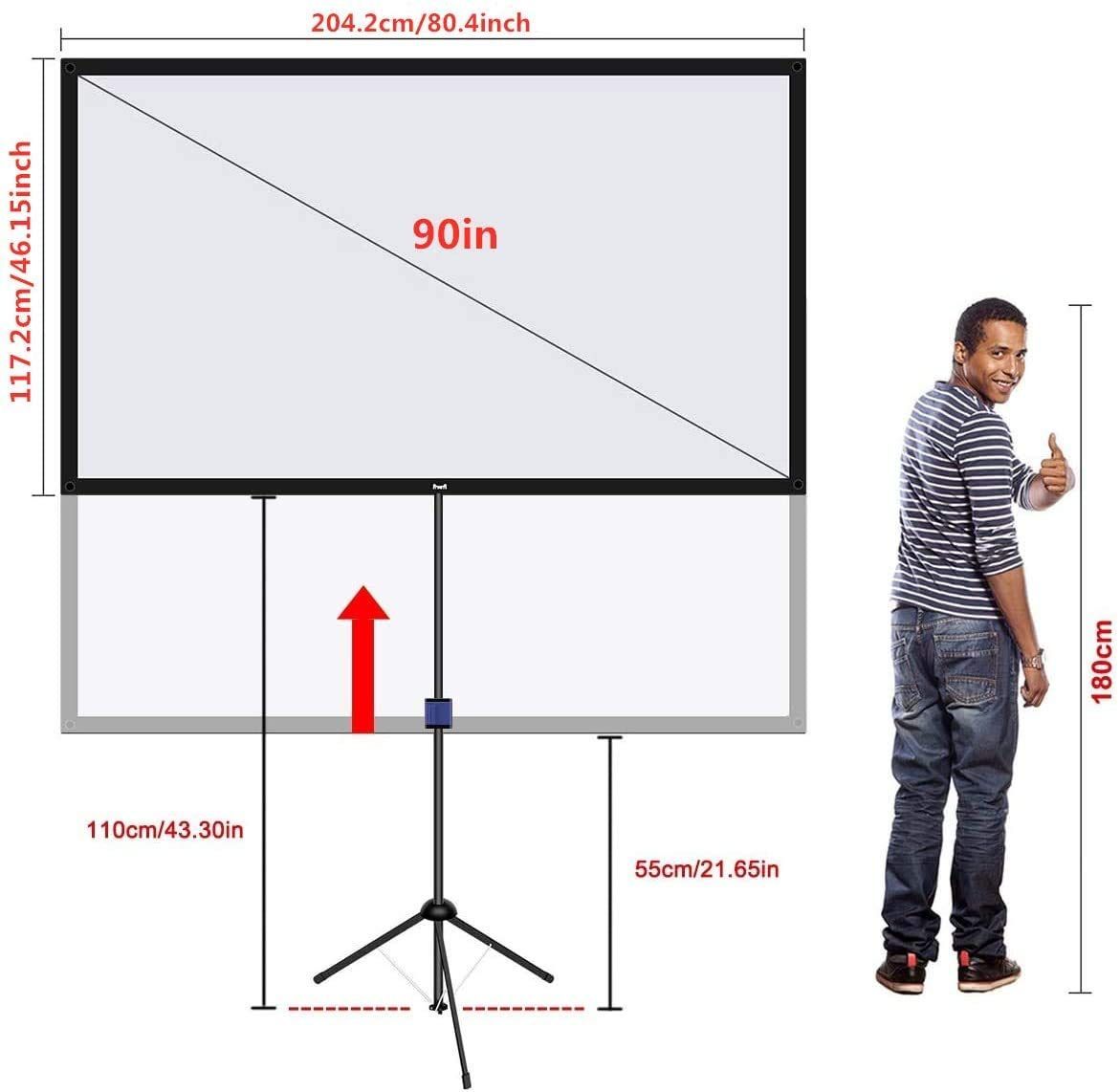 数量 204cm 16 9 視野角160° 最大90型 スクリーン117X 屋内屋外兼用 サポート壁掛け 防しわ加工 三脚式 携帯型 お手入れ簡単 自立式 プロジェクタースクリーン 価格は品質に等しいます 4K対応 改良新版