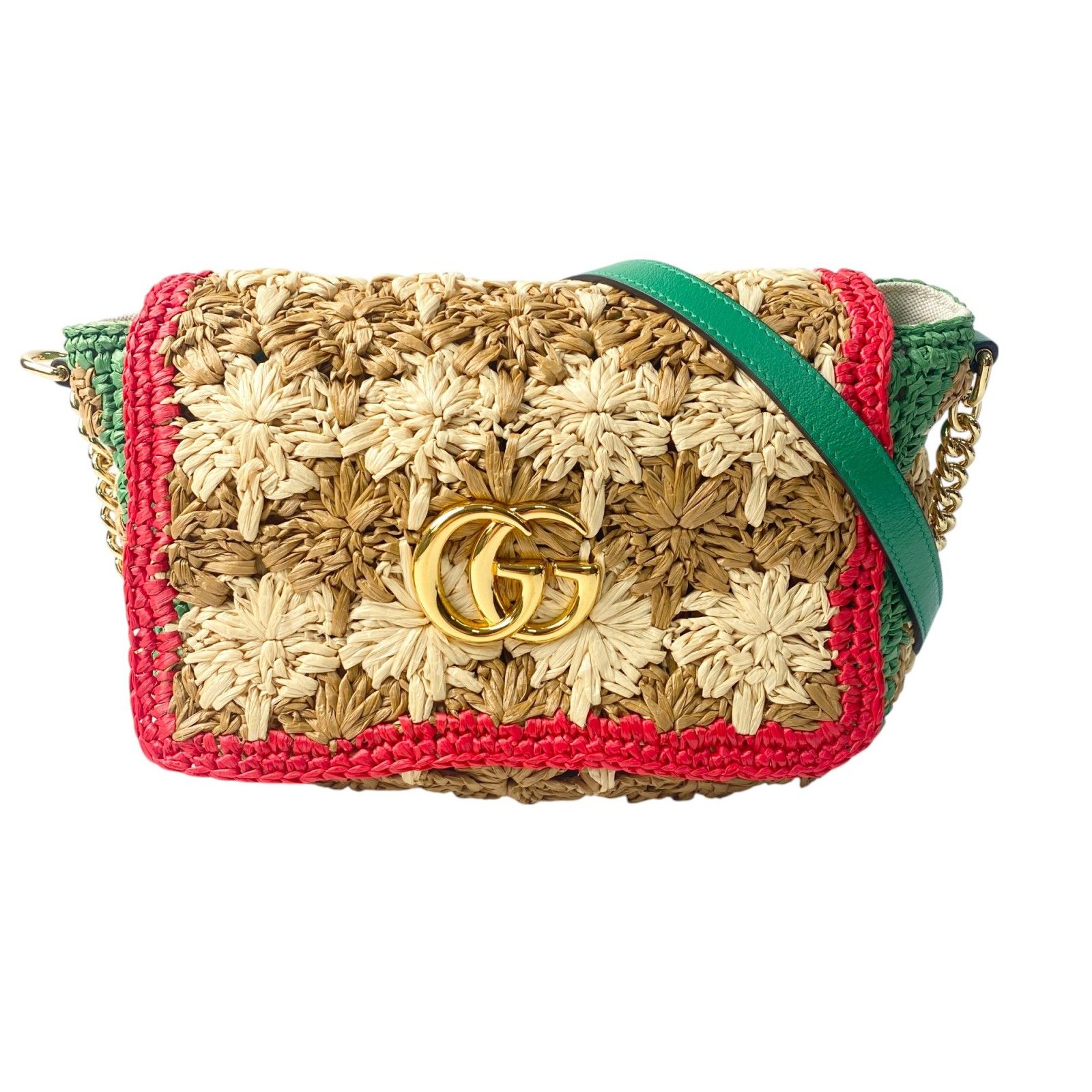 美品 GUCCI GG マーモント ショルダーバッグ 574433 ラフィア 美品 グッチ GUCCI レディース GG マーモント ショルダーバッグ 574433