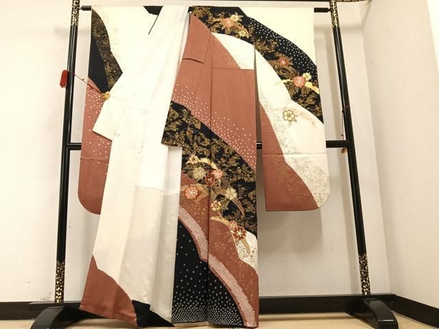 平和屋着物 豪華振袖 駒刺繍 絞り 雪芝花文 金彩 鈴乃屋扱い 正絹 AABB8203ph