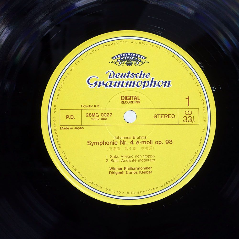 国内盤 クライバー/ブラームス : 交響曲第4番/DG 28MG0027 LP