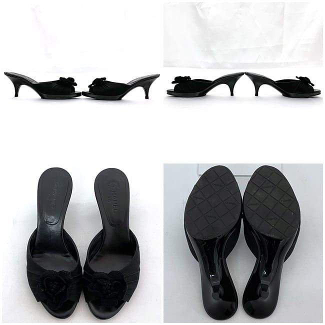 シャネル ミュール ブラック ココマーク 美品 22.5cm レザー ウール  