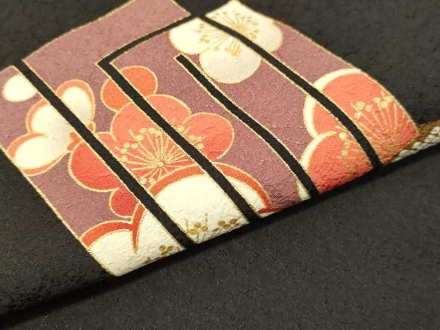 平和屋着物○訪問着 駒刺繍 源氏香 舞花文 黒地 金彩 正絹 逸品 未使用