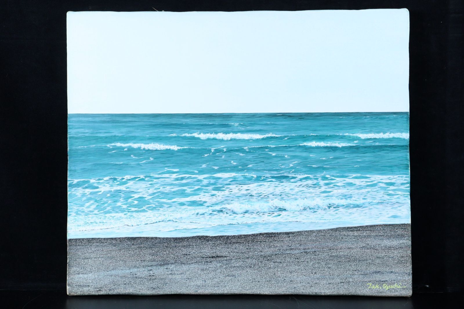 大槌隆 「海」 絵画 油彩画 人気画家 サイン入り 大槌隆 「海辺