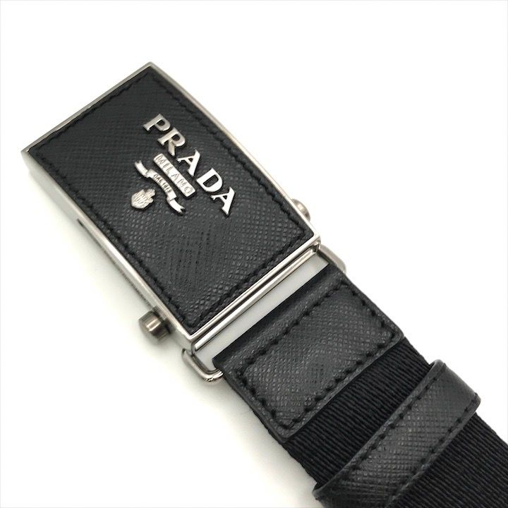 美品】PRADA ガチャベルト サフィアーノ ナイロン 起し ロゴバックル 
