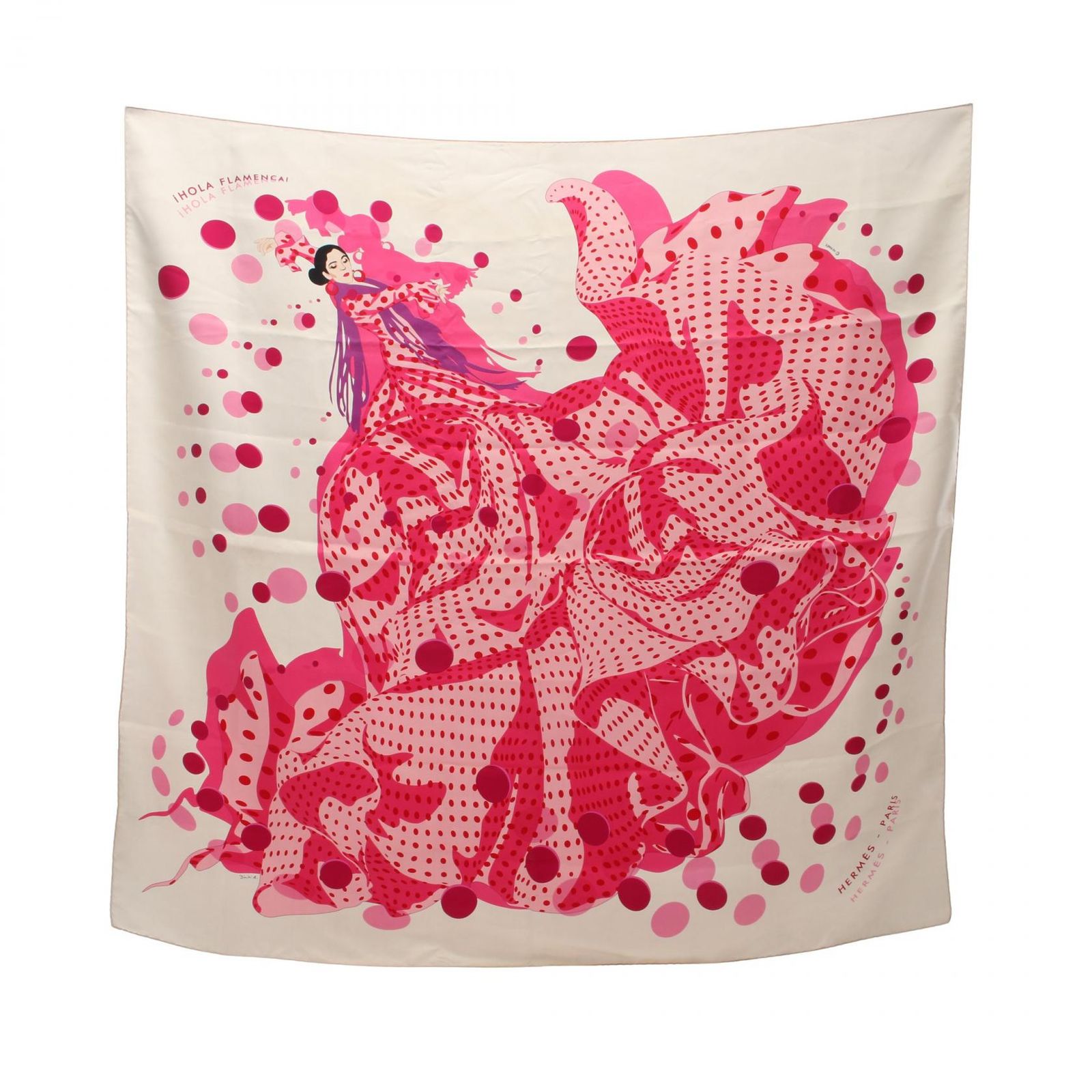エルメス HERMES スカーフ カレ90 iHOLA FLAMENCA ピンク シルク エルメス HERMES スカーフ カレ90 iHOLA FLAMENCA ピンク シルク