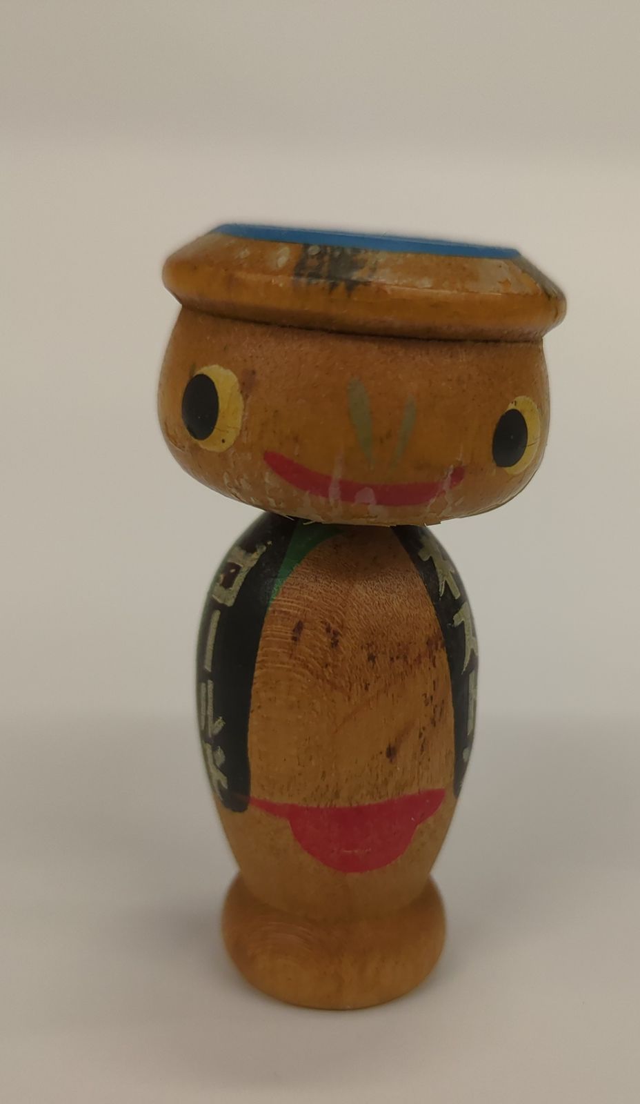 田辺製薬 郷土品/かっぱ 緑法被/ネストン木製河童こけし/H26mm