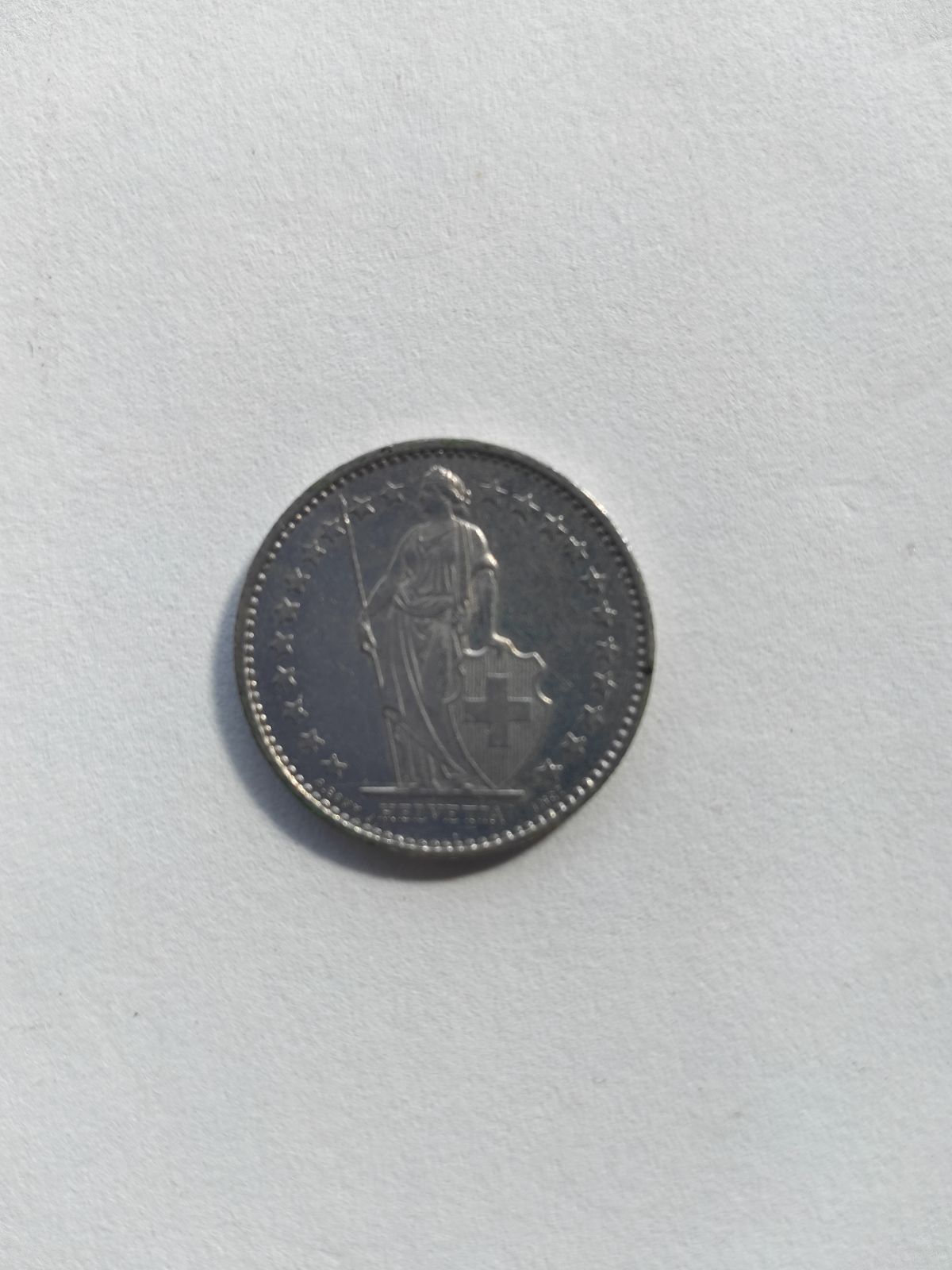 コインチェーンフック スイス 1フラン銀貨 ヘルベティア女王