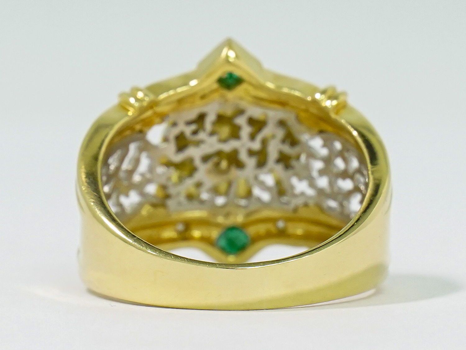 本物 エメラルド 0.14ct ダイヤモンド 0.03ct K18 YG Pt900 コンビ  