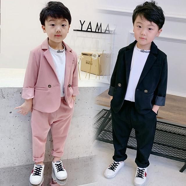 子供服 セットアップ 子供スーツ 2点セット ジャケット キッズ 入学式 男児 男の子ドレス ジュニア パンツ フォーマル 卒業式結婚式  hab 