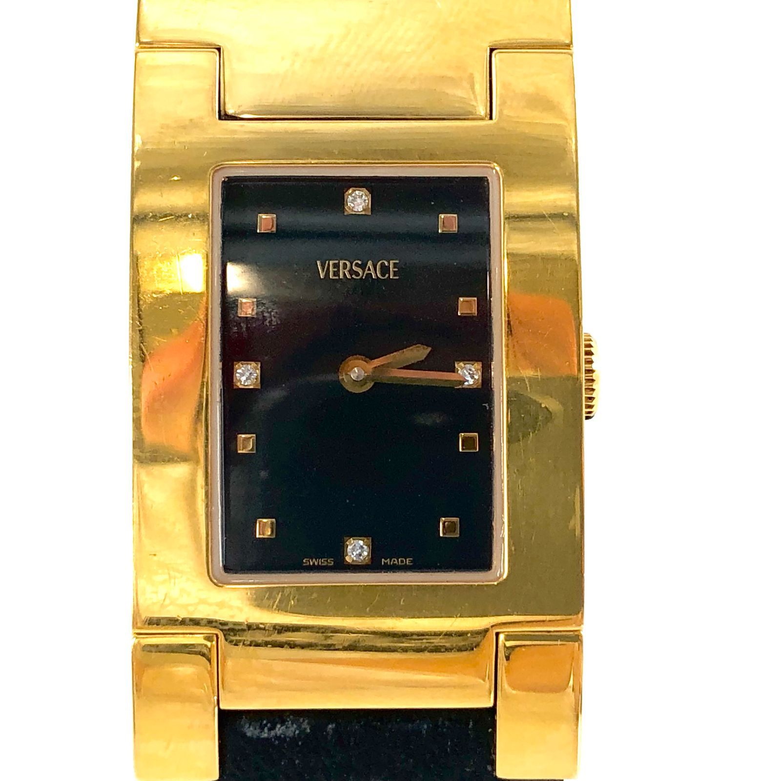 VERSACE ヴェルサーチ ALQ90 メンズ時計 VERSACE ヴェルサーチ ALQ90 メンズ時計 QZ SS/革 ブラック文字
