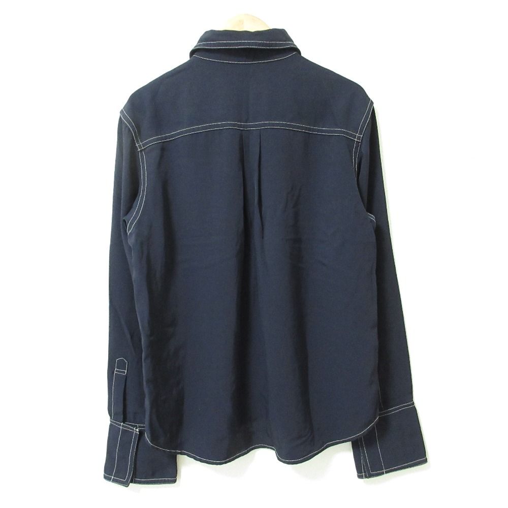 美品 TOGA PULLA トーガプルラ 胸ポケット ステッチ 長袖 シャツ ブラウス 36 ネイビー レディース 古着 中古 美品 TOGA PULLA トーガプルラ 胸ポケット ステッチ 長袖 シャツ
