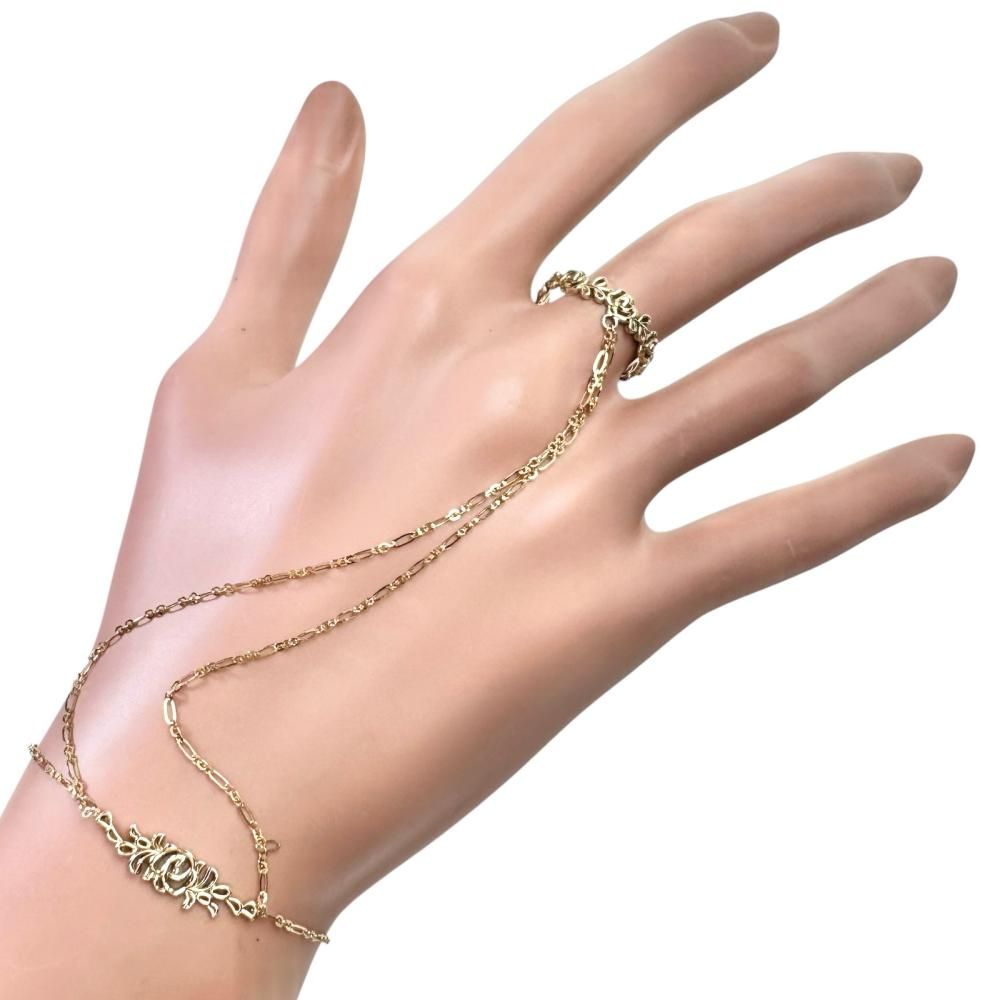 フィンガーブレスレット 薔薇モチーフ ブレスレット K10ゴールド 10金 3.5g 18cm レディース 真子質店 BL ex