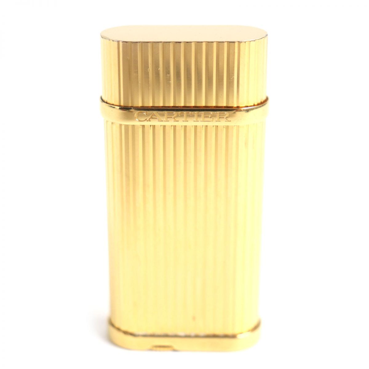良品▽Cartier カルティエ ゴドロン ストライプ柄 ロゴ刻印入り 