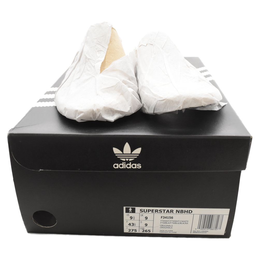  アディダス  × NEIGHBORHOOD SUPERSTAR NBHD × ネイバーフッド スーパースターローカットスニーカー ホワイト US9.5/27.5cm F34156 adidas (アディダス) × NEIGHBORHOOD SUPERSTAR NBHD × ネイバーフッド