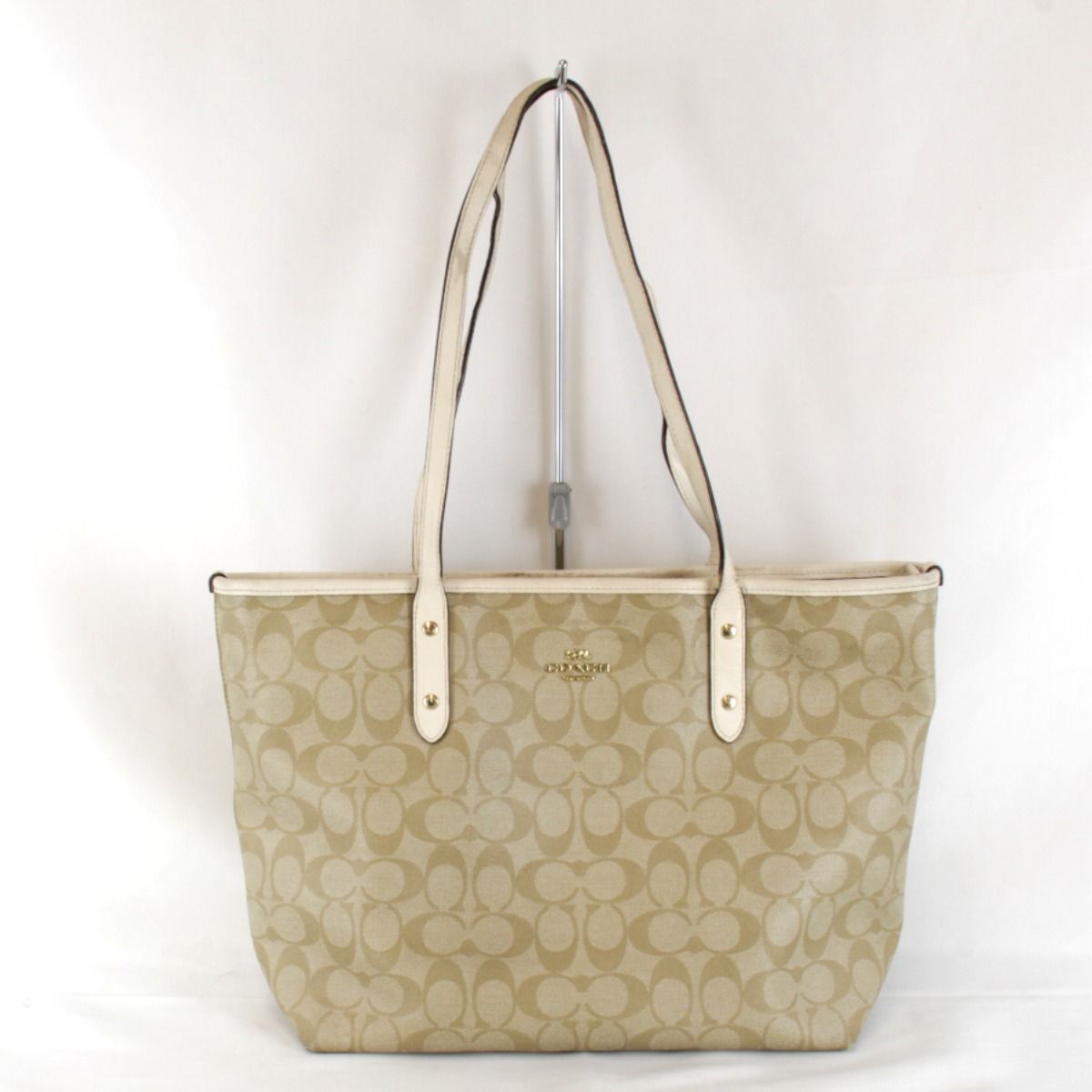 COACH トートバッグ シグネチャー ブラウン PVCコーティング