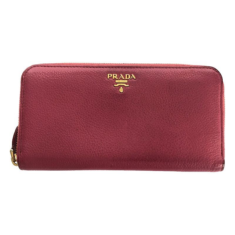 PRADA / プラダ | VITELLO GRAIN PEONIA ラウンドジップウォレット | ピンク | レディース