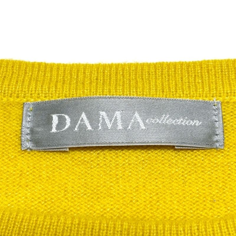 DAMAcollection(ダーマコレクション) 長袖セーター サイズM レディース - イエロー×ライトグレー クルーネック/カシミヤ/スター柄