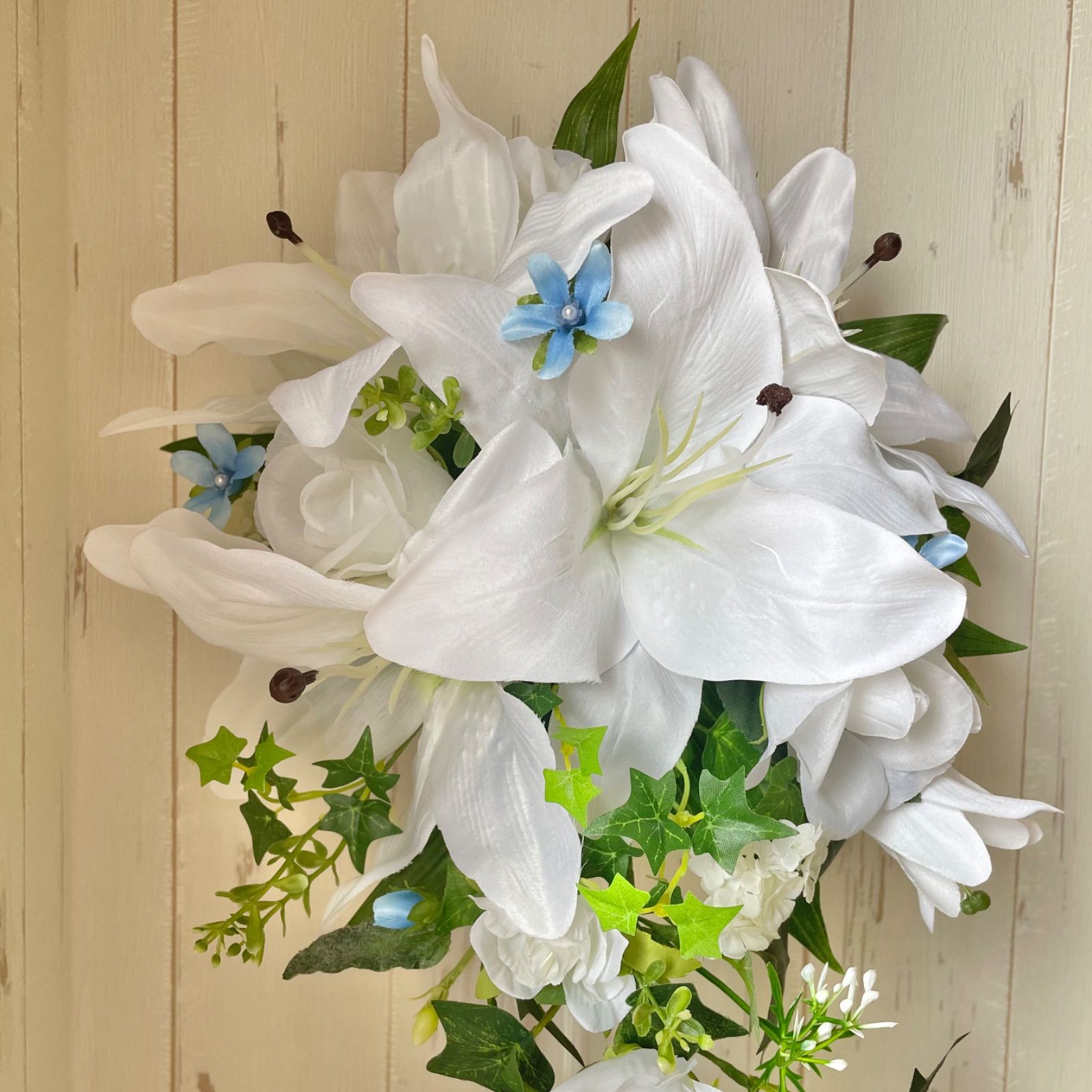 新品 カサブランカキャスケードブーケ 造花 アーティフィシャル