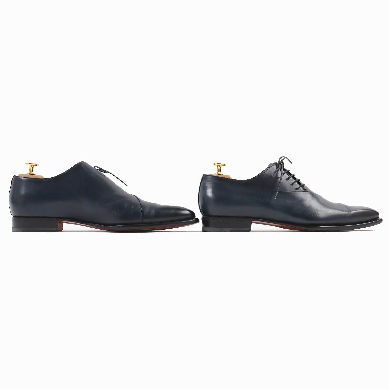 美品△Santoni サントーニ B69B プレーントゥ サイドレース ドレスシューズ レザーシューズ ネイビー 6.5 保存袋付き イタリア製  メンズ - メルカリ