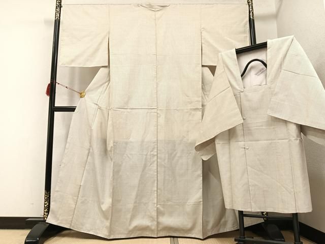 平和屋着物●本場大島紬　アンサンブル　白大島　一元絣　正絹　逸品　未使用　AABB3639ph 平和屋着物○本場大島紬 アンサンブル 白大島 一元絣 正絹 逸品 未使用