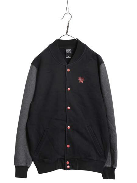 なクーポン配布中! ナイキ スウェット スタジャン メンズ M | ヘビーウェイト トレーナー ジャケット ブルゾン ジャンパー スウッシュ 裏起毛 ツートン 黒 灰