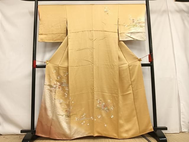 平和屋着物□訪問着 駒刺繍 霞草花文 暈し染め 金彩 正絹 逸品