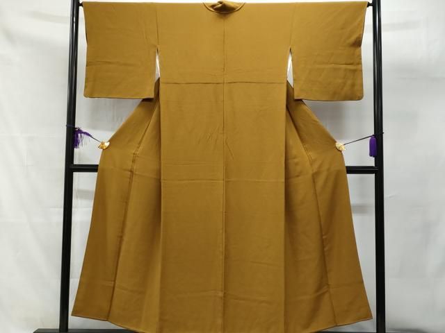 平和屋着物○上質な色無地 堅牢 草木染 薄鼠色 反端付き