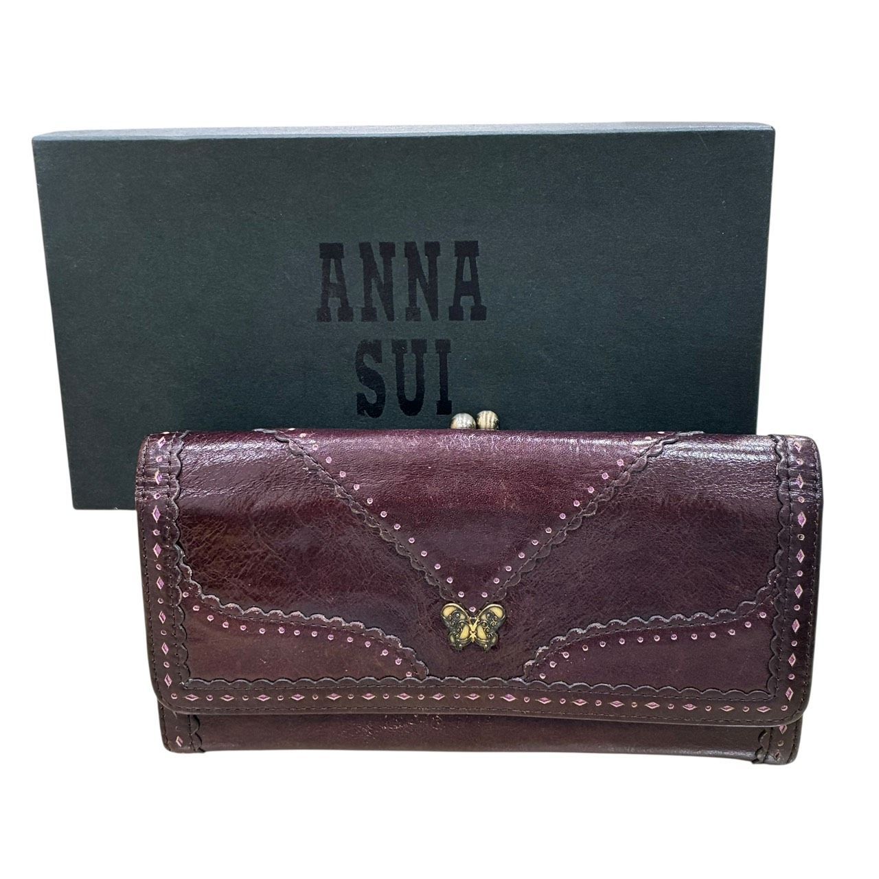 アナスイ Anna Sui がま口 長財布 財布 箱入り ゴールド金具 
