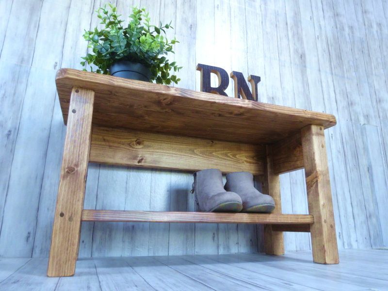 ハンドメイド　キッズエントランスベンチ（チーク色） ハンドメイド キッズエントランスベンチ（チーク色）